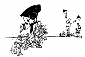 illustration de Roger Blachon-rugby et shiatsu-grenouille zen paris